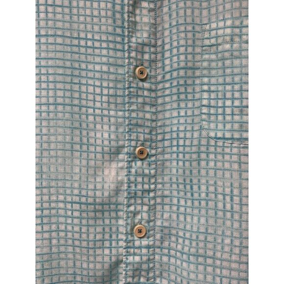 Tommy Bahama 100% Linen Turquoise Plaid Long Sleeve Shirt, Sz XXL - Picture 3 of 11